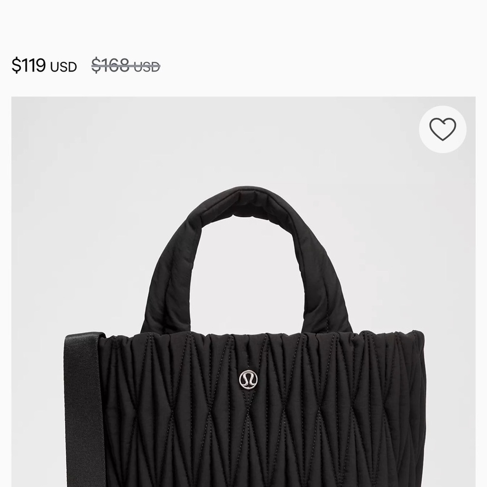 lululemon athletica Black Quilted Tote